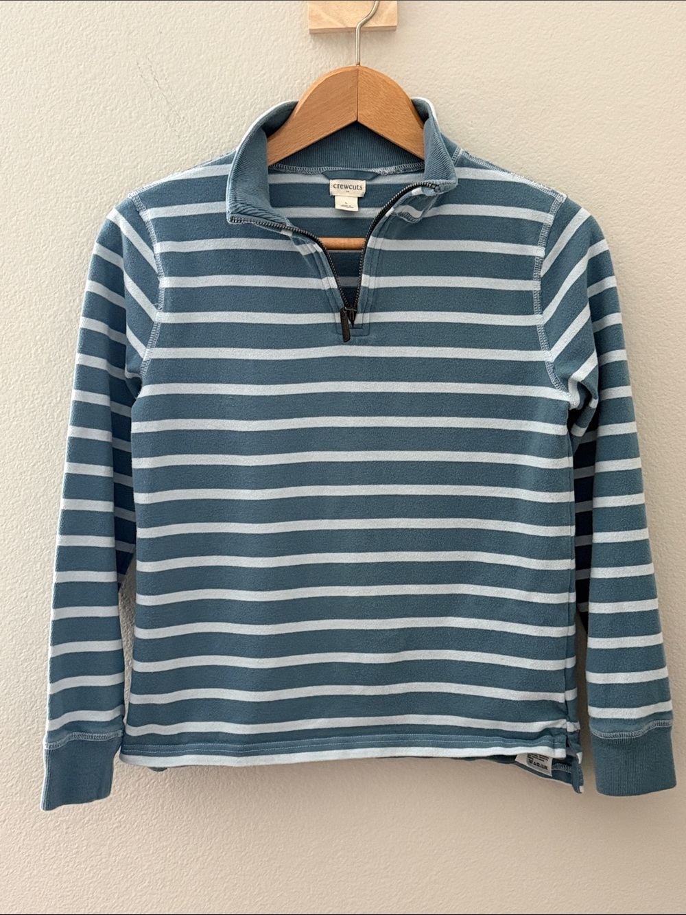 Crewcuts‎ Teal and Light Blue Striped Half-Zip Pullover